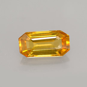 Safira amarelo natural 1,23ct, corte esmeralda, VVS-VS