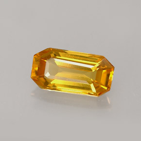 Safira amarelo natural 1,23ct, corte esmeralda, VVS-VS