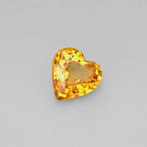 Safira amarelo natural 0,97ct, formato de coração, VS