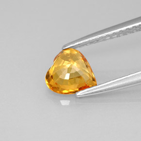Safira amarelo natural 0,97ct, formato de coração, VS