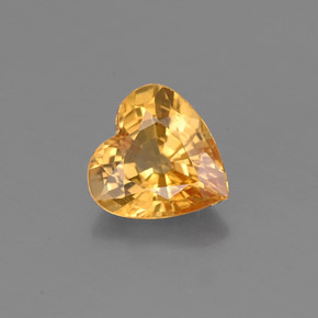 Safira amarelo natural 0,89ct, formato de coração, VS