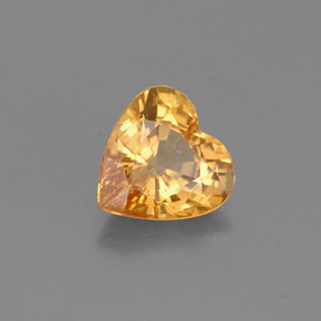 Safira amarelo natural 0,89ct, formato de coração, VS