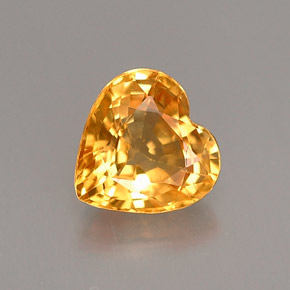 Safira amarelo natural 1,03ct, formato de coração, VS