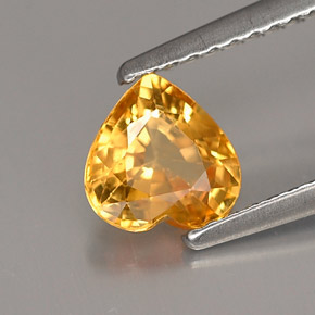 Safira amarelo natural 1,03ct, formato de coração, VS