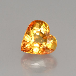 Safira amarelo natural 1,04ct, formato de coração, VS