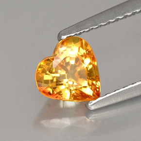 Safira amarelo natural 1,04ct, formato de coração, VS