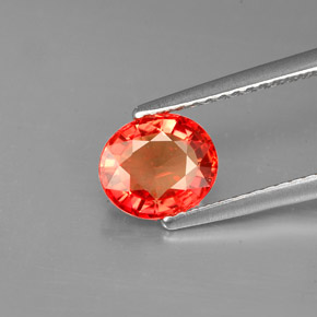 Safira laranja natural 1,54ct, corte oval, VVS