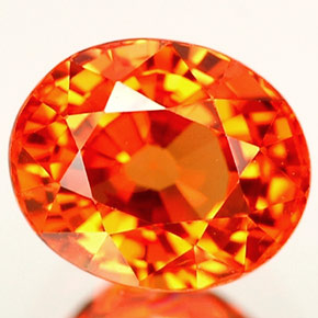 Safira laranja natural 1,11ct, corte oval, VS