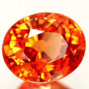 Safira laranja natural 1,11ct, corte oval, VS