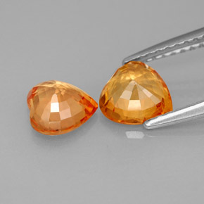 Pedras preciosas de safira laranja natural de  ct, formato de coração, VS-SI