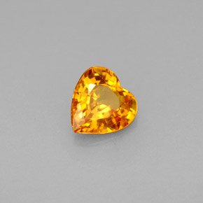 Safira laranja natural 0,84ct, formato de coração, VVS-VS