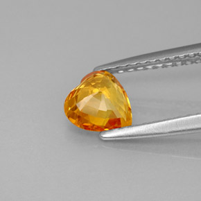 Safira laranja natural 0,84ct, formato de coração, VVS-VS