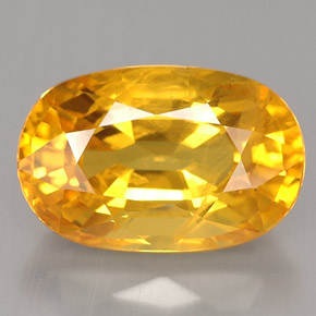 Safira amarelo natural 4,33ct, corte oval, VS-SI