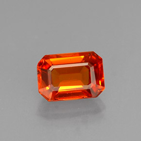 Safira laranja natural 0,77ct, corte esmeralda, VS
