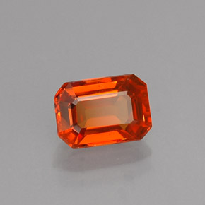 Safira laranja natural 0,77ct, corte esmeralda, VS