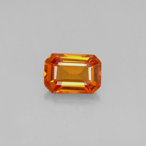 Safira laranja natural 0,72ct, corte esmeralda, VVS