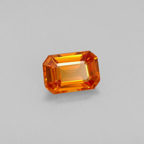 Safira laranja natural 0,72ct, corte esmeralda, VVS