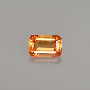 Safira laranja natural 0,75ct, corte esmeralda, VS