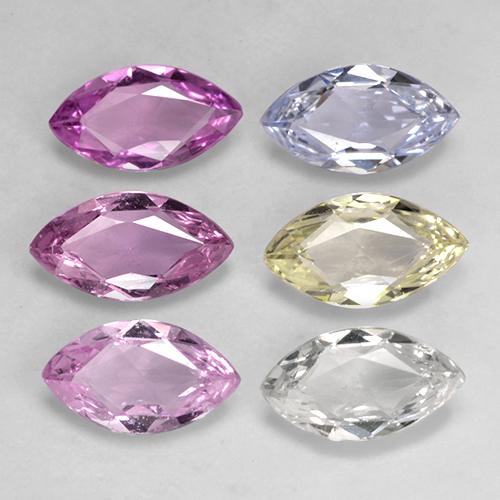 Pedras preciosas de safira multicolorido natural de 2,83 ct, marquise, VVS