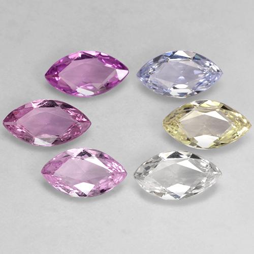 Pedras preciosas de safira multicolorido natural de 2,83 ct, marquise, VVS
