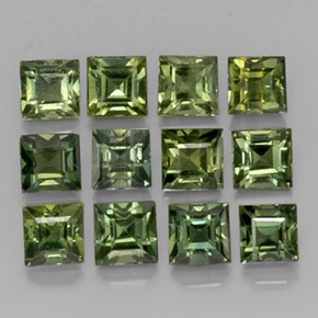 Pedras preciosas de safira verde natural de  ct, quadrado, VVS-VS