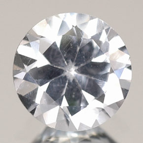 Safira branco natural 0,77ct, corte redondo, VVS