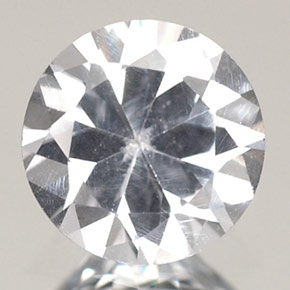 Safira branco natural 0,77ct, corte redondo, VVS