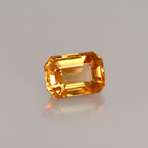 Safira amarelo natural 0,83ct, corte esmeralda, VS