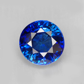 Safira azul natural 1,47ct, corte redondo, IF