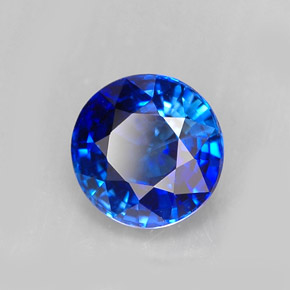 Safira azul natural 1,47ct, corte redondo, IF