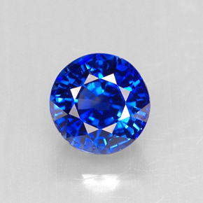 Safira azul natural 1,55ct, corte redondo, IF