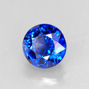 Safira azul natural 1,55ct, corte redondo, IF