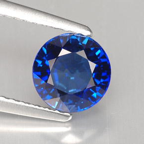 Safira azul natural 1,68ct, corte redondo, IF