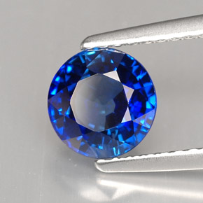 Safira azul natural 1,68ct, corte redondo, IF