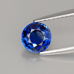 Safira azul natural 1,12ct, corte redondo, IF