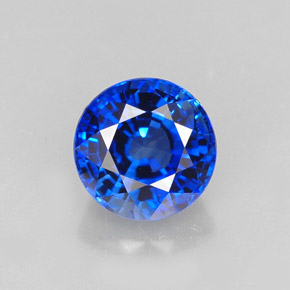 Safira azul natural 1,23ct, corte redondo, IF