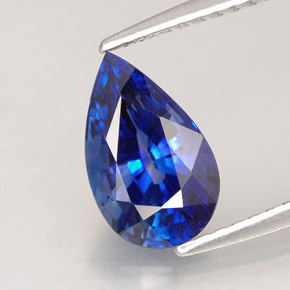 Safira azul natural 2,24ct, formato de pêra, VVS