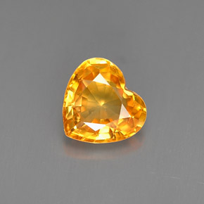 Safira laranja natural 0,95ct, formato de coração, VVS