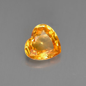 Safira laranja natural 0,95ct, formato de coração, VVS
