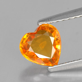 Safira laranja natural 1,10ct, formato de coração, VVS