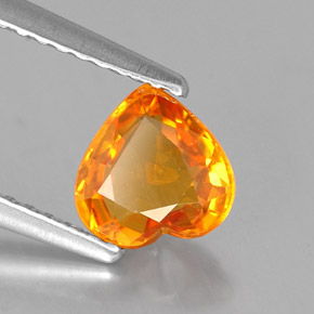 Safira laranja natural 1,10ct, formato de coração, VVS