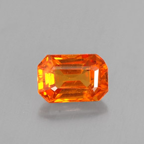 Safira laranja natural 0,81ct, corte esmeralda, VS