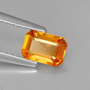 Safira laranja natural 0,65ct, corte esmeralda, VVS