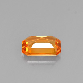 Safira laranja natural 0,65ct, corte esmeralda, VVS