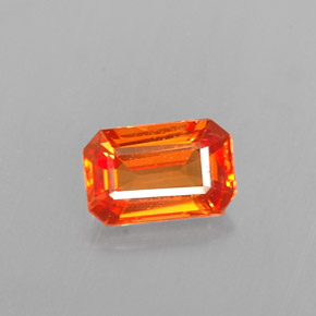 Safira laranja natural 0,62ct, corte esmeralda, VVS-VS