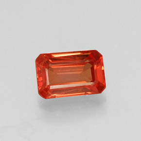 Safira laranja natural 0,73ct, corte esmeralda, VVS-VS