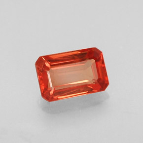 Safira laranja natural 0,73ct, corte esmeralda, VVS-VS