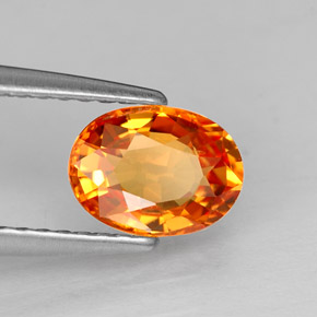 Safira laranja natural 1,14ct, corte oval, VVS-VS