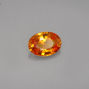 Safira laranja natural 0,90ct, corte oval, VVS