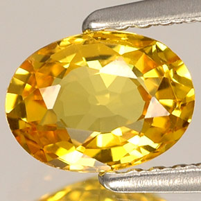 Safira amarelo natural 1,06ct, corte oval, VVS-VS
